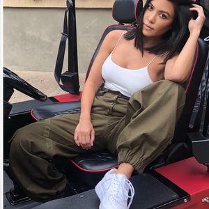 Fashion Nova Amelia Oversized Cargo Pants - Olive